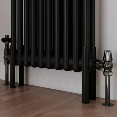 UK Radiators 1/2BSP 8mm Angled Black Nickel Traditional Thermostatic ...