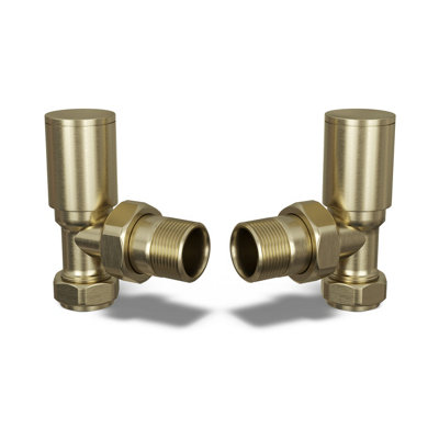 UK Radiators 1/2BSP 8mm Angled Brushed Brass Modern Manual Radiator ...