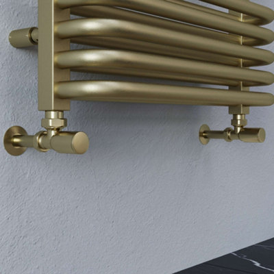 UK Radiators 1/2BSP 8mm Angled Brushed Brass Modern Manual Radiator ...