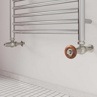 UK Radiators 1/2BSP 8mm Angled Silver Nickel Traditional Thermostatic ...