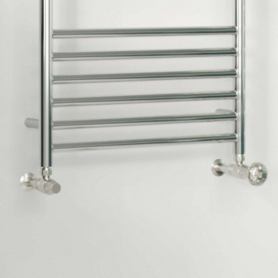 UK Radiators 1/2BSP 8mm Angled Silver Nickel Traditional Thermostatic ...