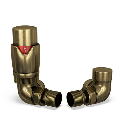 UK RADIATORS 1/2BSP 8MM CORNER ANTIQUE BRASS MODERN THERMOSTATIC ...