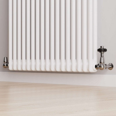 UK Radiators 1/2BSP 8mm Corner Chrome Traditional Thermostatic Radiator ...