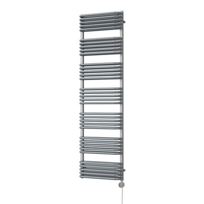 UK Radiators 1000W H1800mm x W500mm Silver Round Tube Thermostatic ...
