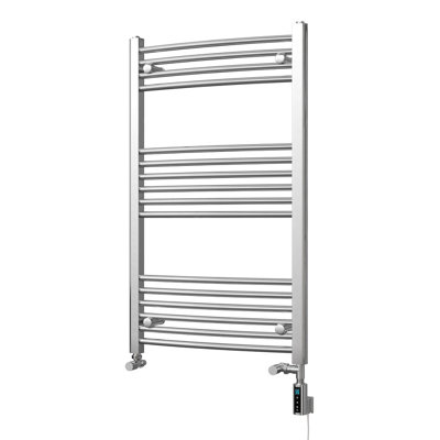UK Radiators 1037BTU H1000mm x W600mm Chrome Curved Ladder Thermostatic ...