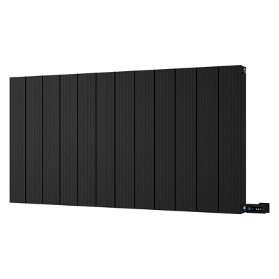 UK Radiators 1200W H600mm x W1124mm Black Electric Flat Tube Horizontal ...
