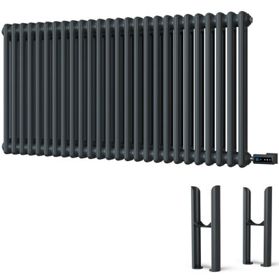 UK Radiators 1200W H600mm x W1164mm Anthracite Electric 2 Column ...