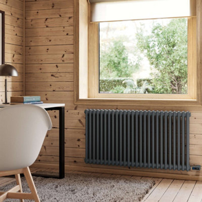 UK Radiators 1200W H600mm x W1164mm Anthracite Electric 2 Column ...