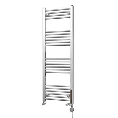 UK Radiators 1239BTU H1400mm x W500mm Chrome Straight Ladder Dual Fuel ...