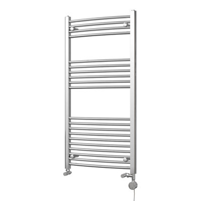 UK Radiators 1252BTU H1200mm x W600mm Chrome Curved Ladder Dual Fuel ...