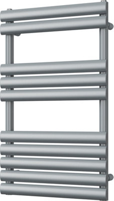UK Radiators 1447BTU H825mm x W500mm Silver Elliptical Tube Designer ...