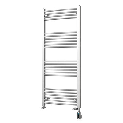 UK Radiators 1484BTU H1400mm x W600mm Chrome Curved Ladder Thermostatic ...