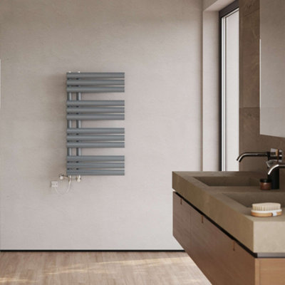 UK Radiators 1508BTU H884mm x W500mm Silver Elliptical Tube Standard ...
