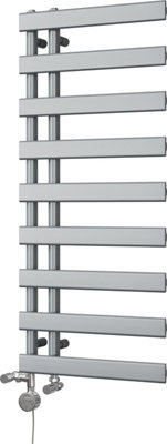 UK Radiators 1624BTU H1156mm x W500mm Silver Flat Tube Thermostatic ...