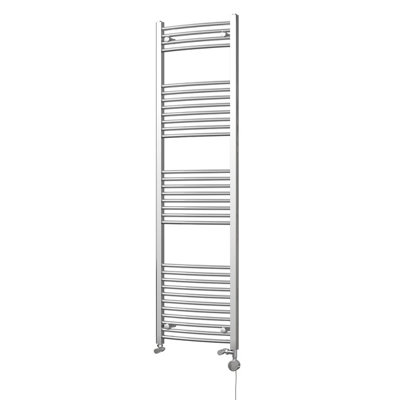 UK Radiators 1672BTU H1800mm x W500mm Chrome Curved Ladder Dual Fuel ...