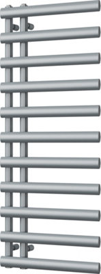 UK Radiators 1692BTU H1238mm x W500mm Silver Elliptical Tube Designer ...