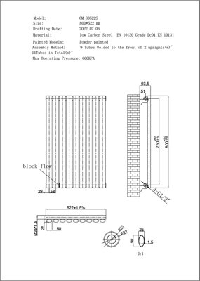 UK Radiators 1713BTU H800mm x W522mm White Elliptical Tube Horizontal ...