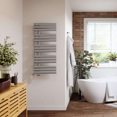 UK Radiators 1849BTU H1120mm x W500mm Silver Elliptical Tube Standard ...