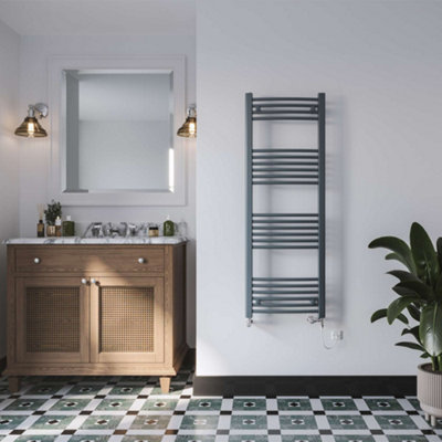 UK Radiators 1860BTU H1400mm x W500mm Anthracite Curved Ladder Dual ...