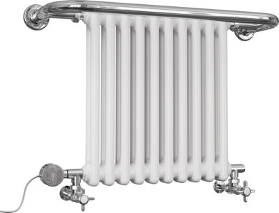UK Radiators 1921BTU H491mm x W741mm White Traditional Column Dual Fuel ...