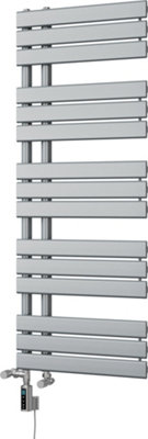 UK Radiators 1928BTU H1292mm x W500mm Silver Flat Tube Thermostatic ...