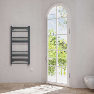UK Radiators 1969BTU H1200mm x W600mm Anthracite Curved Ladder ...
