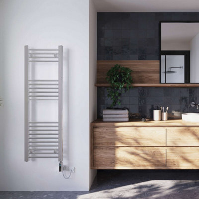 UK Radiators 200W H1200mm x W400mm Chrome Straight Ladder Thermostatic ...