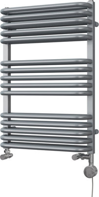 UK Radiators 2078BTU H736mm x W500mm Silver Round Tube Thermostatic ...