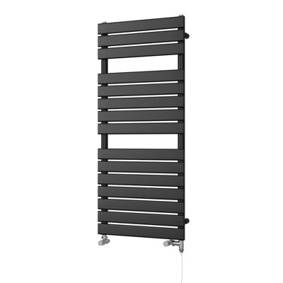UK Radiators 2102BTU H1156mm x W500mm Black Flat Tube Standard Designer ...