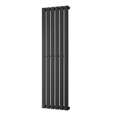 UK Radiators 2163BTU H1400mm x W408mm Black Flat Tube Vertical Designer ...