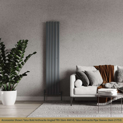 UK Radiators 2249BTU H1800mm x W340mm Anthracite Flat Tube Vertical ...
