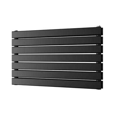 UK Radiators 2249BTU H476mm x W800mm Black Flat Tube Horizontal ...
