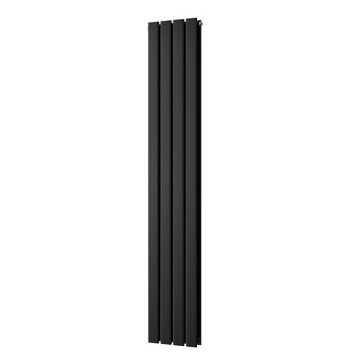 UK Radiators 2464BTU H1600mm x W272mm Black Flat Tube Vertical Designer ...