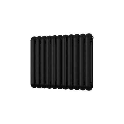 UK Radiators 2777BTU H600mm x W785mm Black Round Tube Horizontal ...