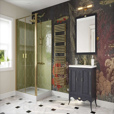 UK Radiators 2808BTU H1533mm x W500mm Brushed Gold Round Tube ...