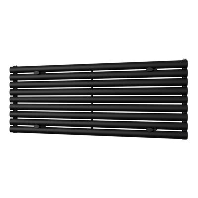 UK Radiators 2856BTU H522mm x W1400mm Black Elliptical Tube Horizontal ...