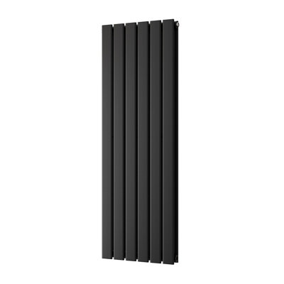 UK Radiators 2924BTU H1200mm x W408mm Black Flat Tube Vertical Designer ...
