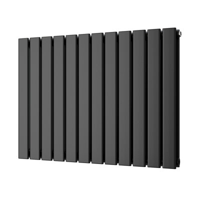 UK Radiators 2941BTU H600mm x W816mm Black Flat Tube Horizontal ...