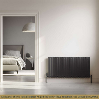 UK Radiators 2975BTU H600mm x W1224mm Black Flat Tube Horizontal ...