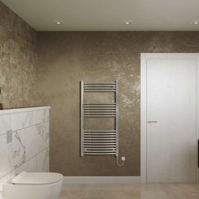 UK Radiators 300W H1200mm x W600mm Chrome Curved Ladder Standard ...
