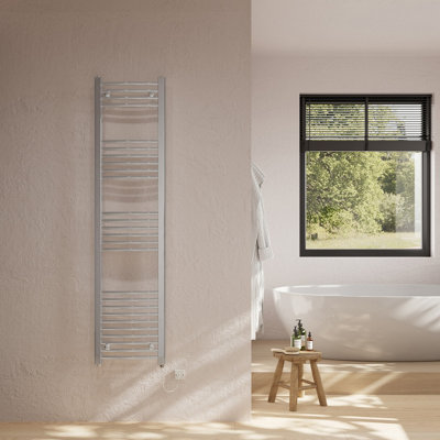 UK Radiators 300W H1600mm x W400mm Chrome Curved Ladder Standard ...