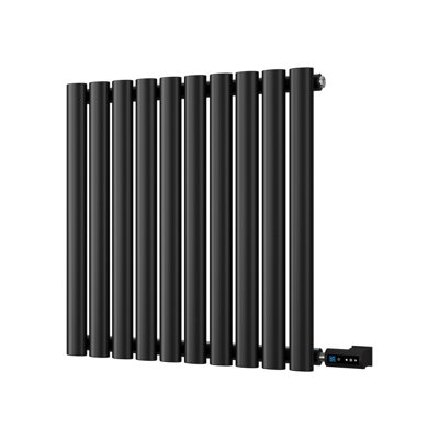 UK Radiators 300W H600mm x W580mm Black Electric Elliptical Tube ...