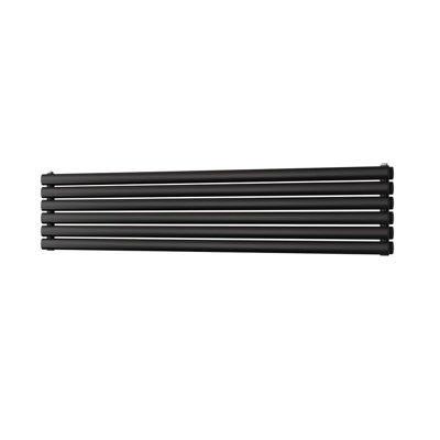 UK Radiators 3187BTU H348mm x W1600mm Black Elliptical Tube Horizontal ...