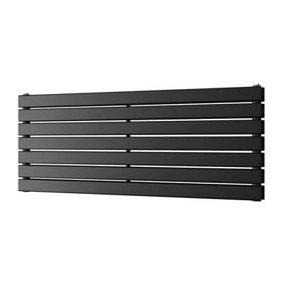 UK Radiators 3409BTU H476mm x W1200mm Black Flat Tube Horizontal ...