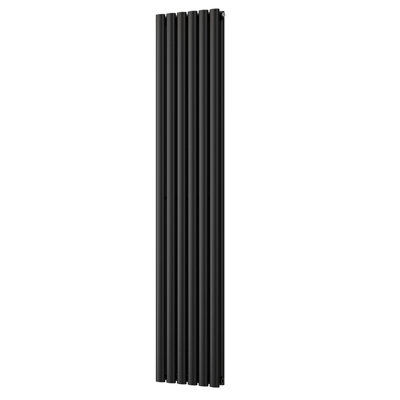 UK Radiators 3463BTU H1800mm x W348mm Black Elliptical Tube Vertical ...