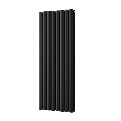 UK Radiators 3501BTU H1200mm x W464mm Black Elliptical Tube Vertical ...