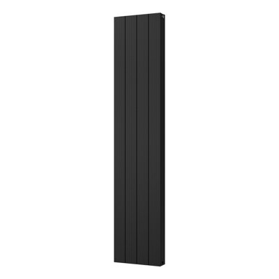 UK Radiators 3559BTU H1800mm x W372mm Black Flat Tube Vertical Designer ...