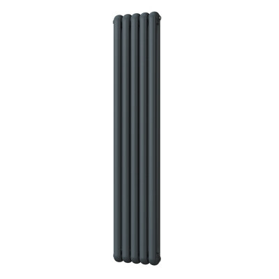 UK Radiators 3644BTU H1800mm x W368mm Anthracite Round Tube Vertical ...