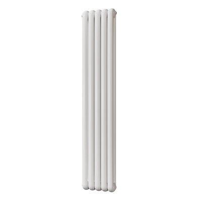 UK Radiators 3644BTU H1800mm x W368mm White Round Tube Vertical ...