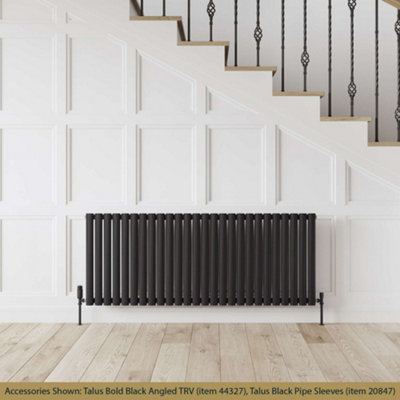 UK Radiators 3903BTU H600mm x W1508mm Black Elliptical Tube Horizontal ...
